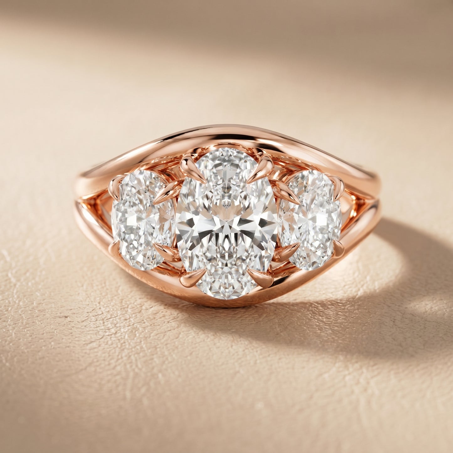Oval Cut Lab Grown Diamond Ring in Rose Gold