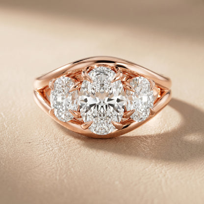 Oval Cut Lab Grown Diamond Ring in Rose Gold