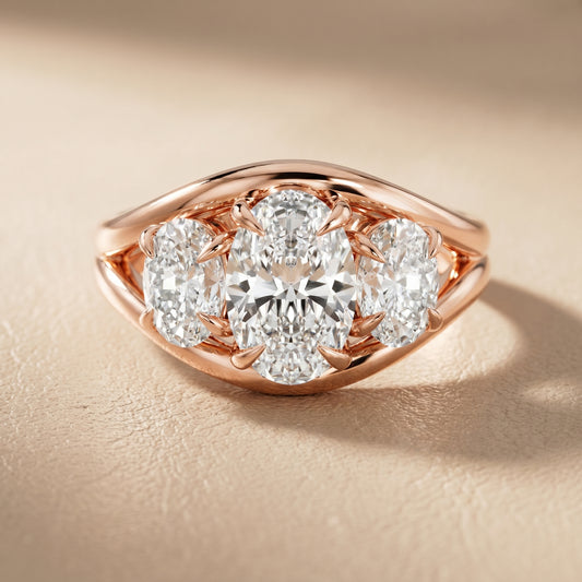 Oval Cut Lab Grown Diamond Ring in Rose Gold
