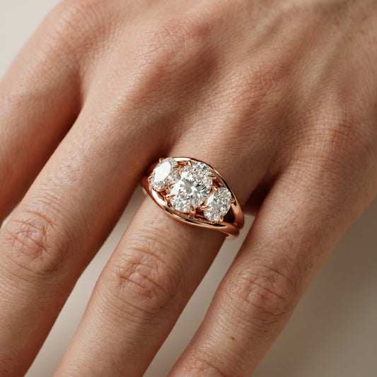 Oval Cut Lab Grown Diamond Ring in Rose Gold