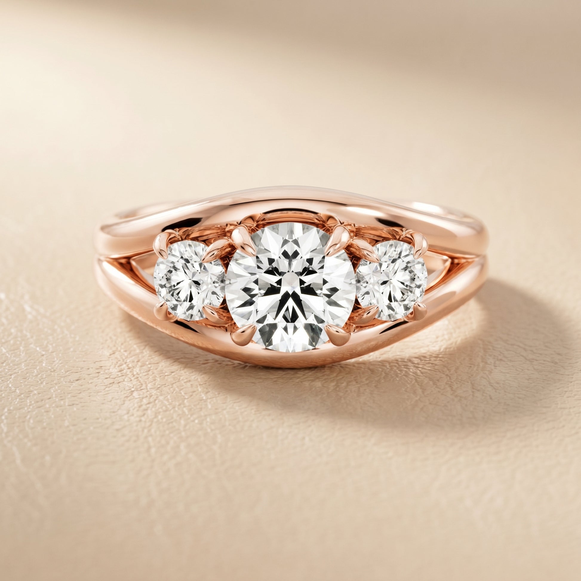 Round Cut Lab Grown Diamond Ring in Rose Gold