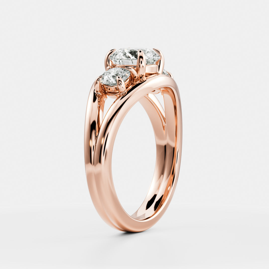 Round Cut Lab Grown Diamond Ring in Rose Gold