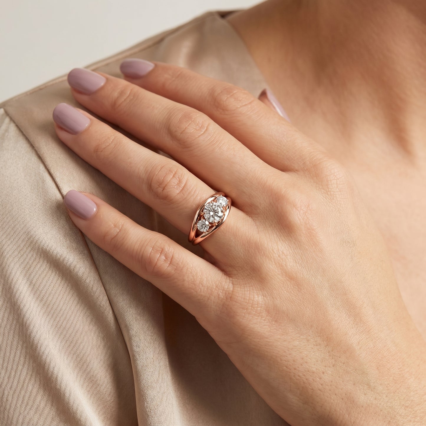 Round Cut Lab Grown Diamond Ring in Rose Gold