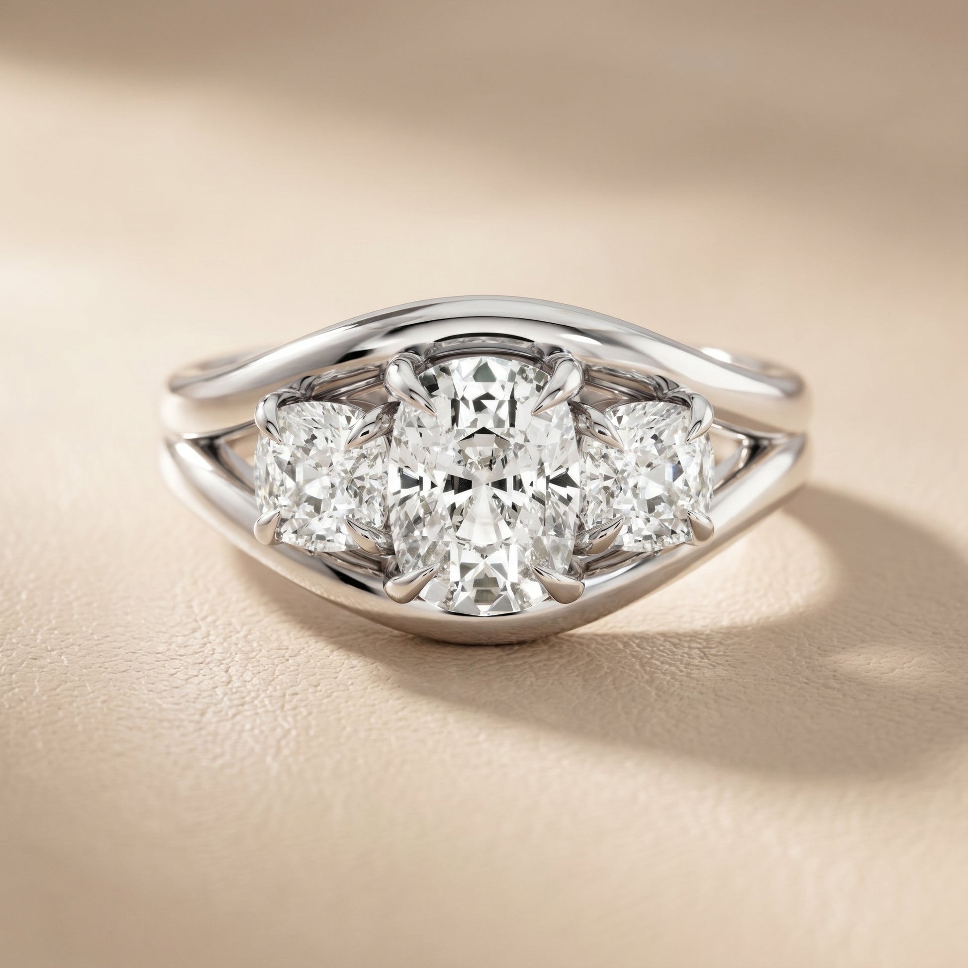 Cushion Cut Lab Grown Diamond Ring in White Gold