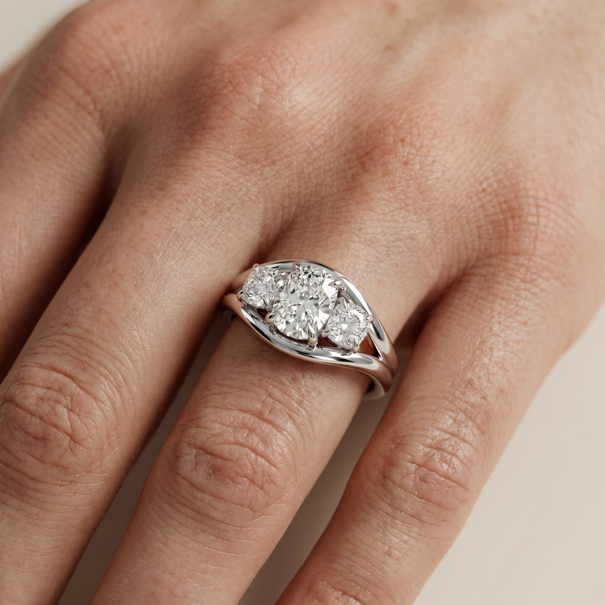 Cushion Cut Lab Grown Diamond Ring in White Gold
