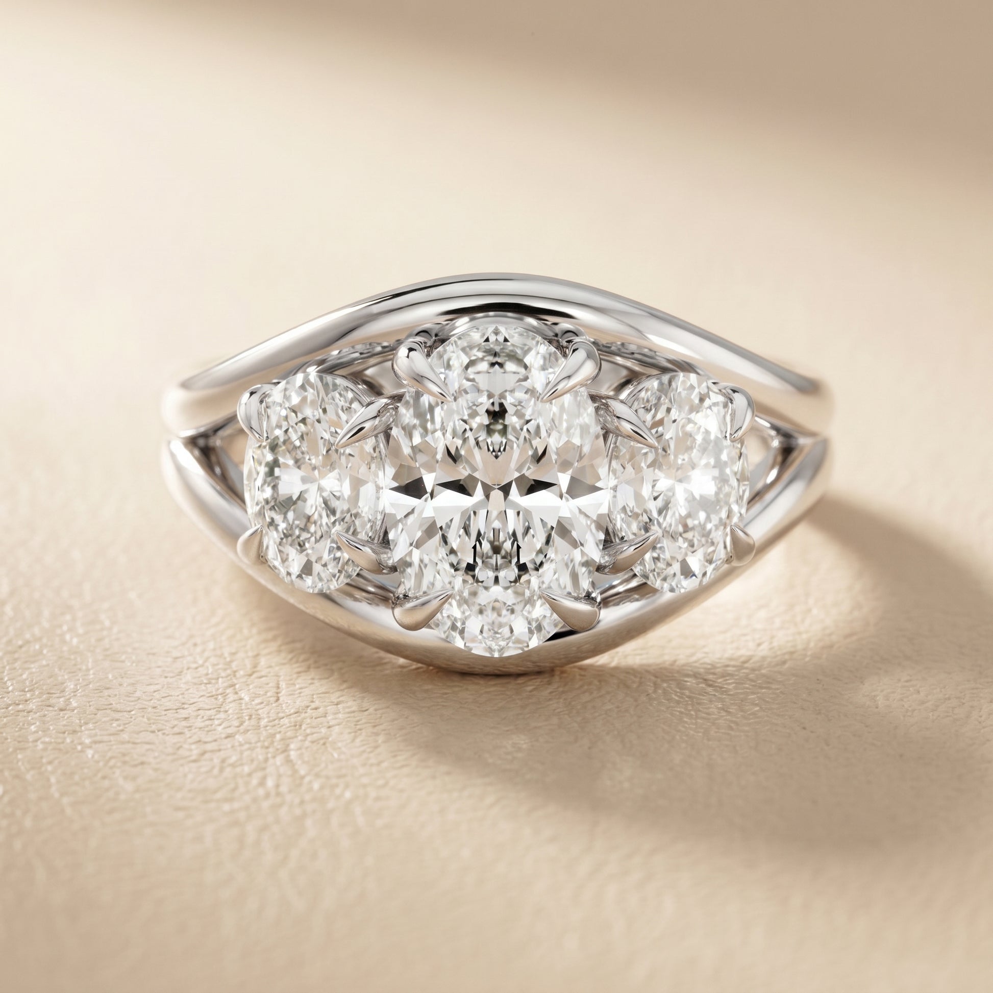 Oval Cut Lab Grown Diamond Ring in Silver