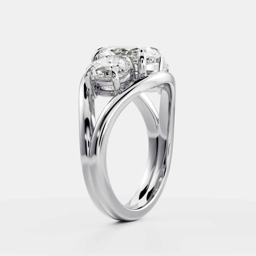 Oval Cut Lab Grown Diamond Ring in Silver