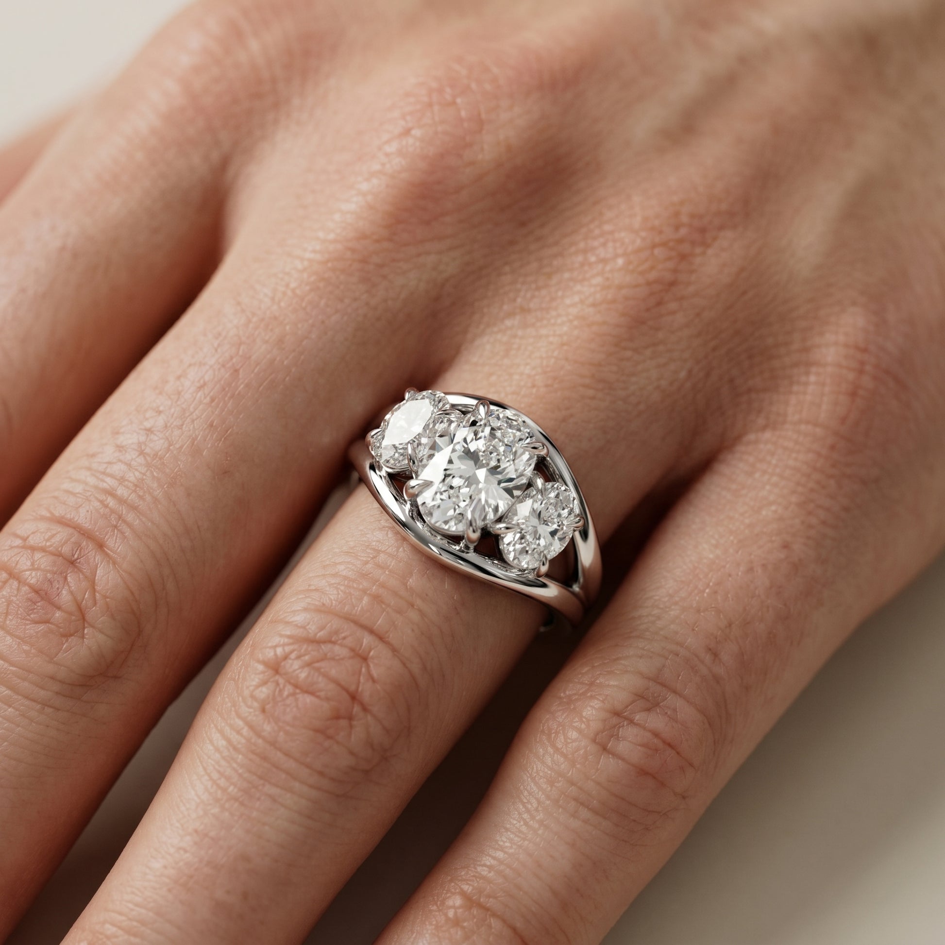 Oval Cut Lab Grown Diamond Ring in White Gold