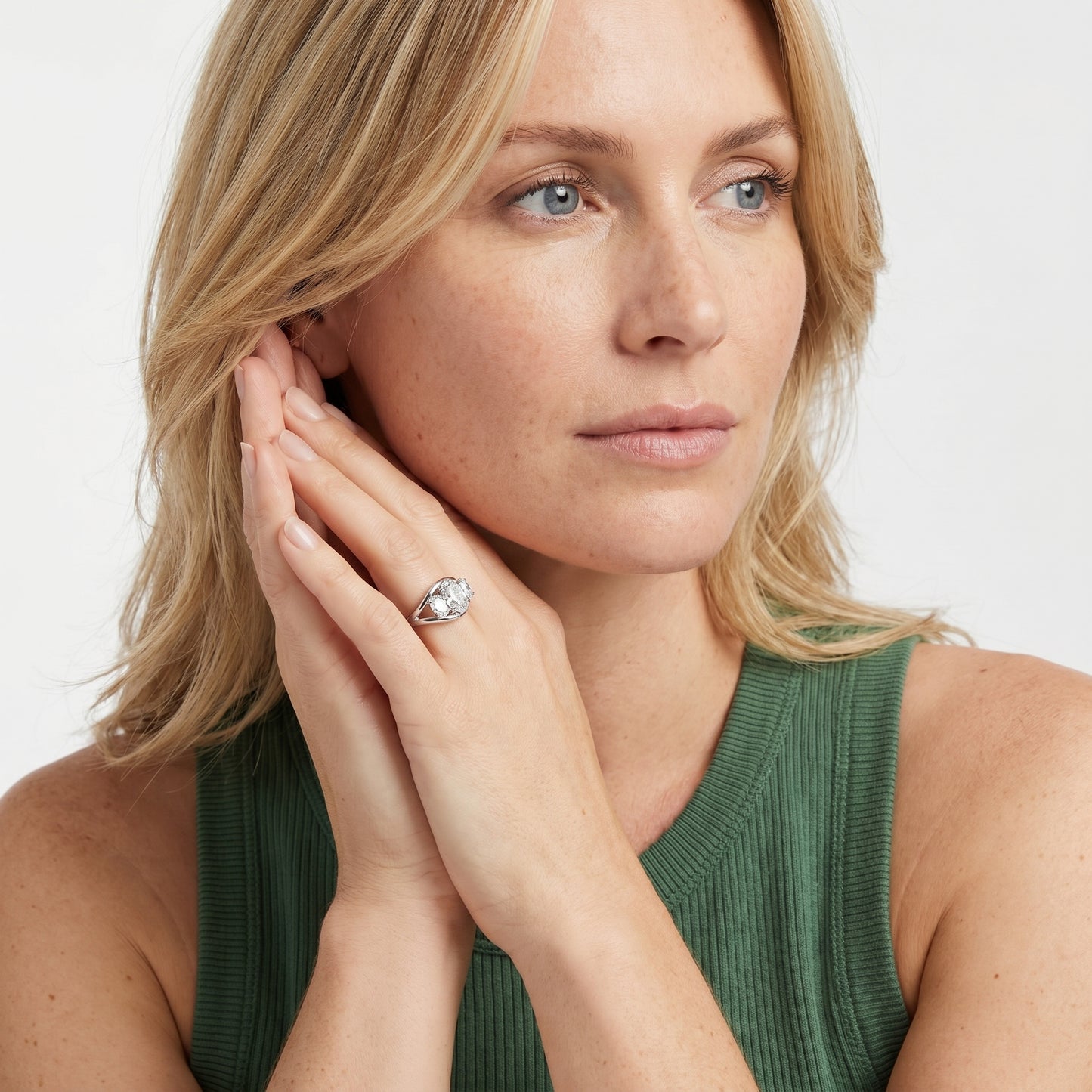 Oval Cut Lab Grown Diamond Ring in White Gold