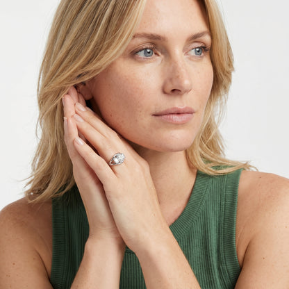 Oval Cut Lab Grown Diamond Ring in Platinum