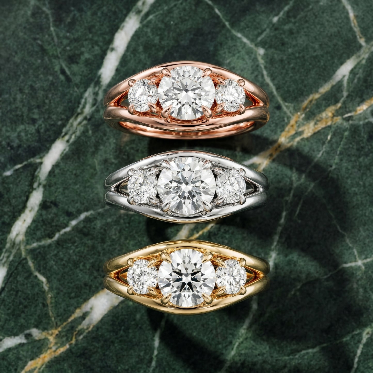 Round Cut Lab Grown Diamond Ring in White Gold