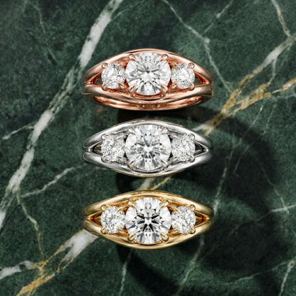Round Cut Lab Grown Diamond Ring in White Gold