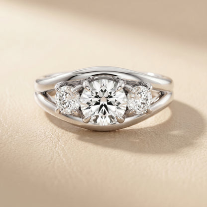Round Cut Lab Grown Diamond Ring in White Gold