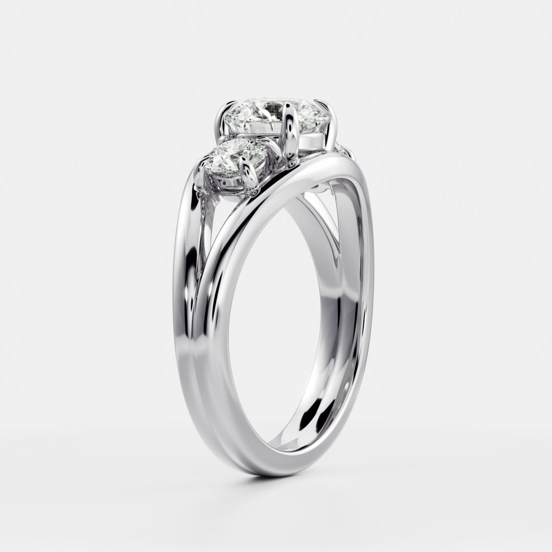 Round Cut Lab Grown Diamond Ring in White Gold