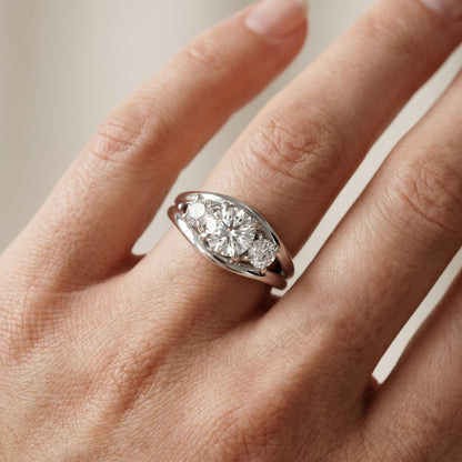 Round Cut Lab Grown Diamond Ring in Silver