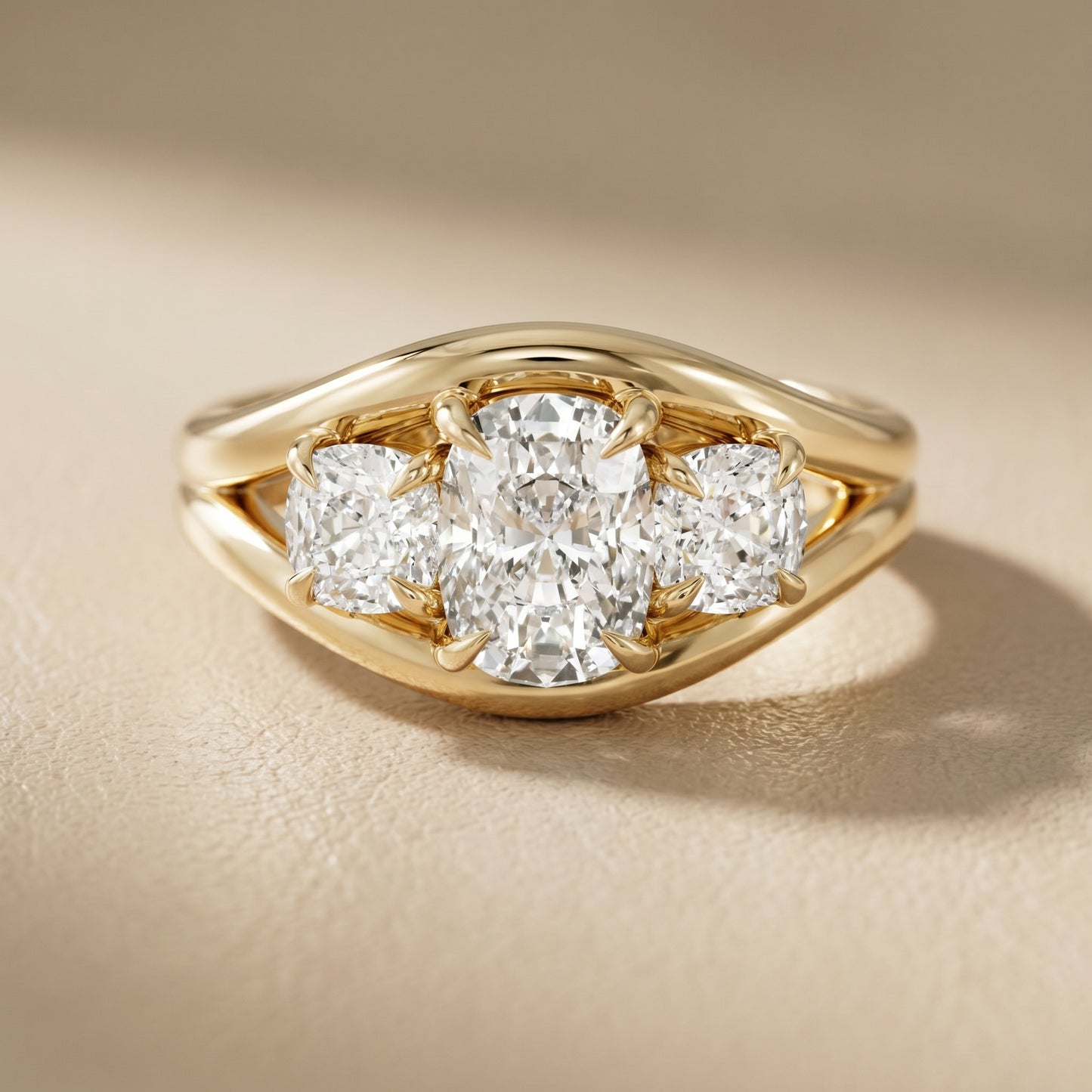 Cushion Cut Lab Grown Diamond Ring in Yellow Gold