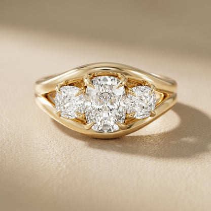 Cushion Cut Lab Grown Diamond Ring in Yellow Gold