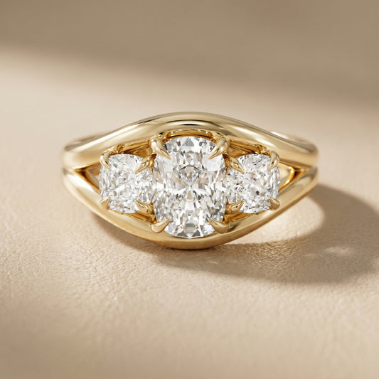 Cushion Cut Lab Grown Diamond Ring in Yellow Gold