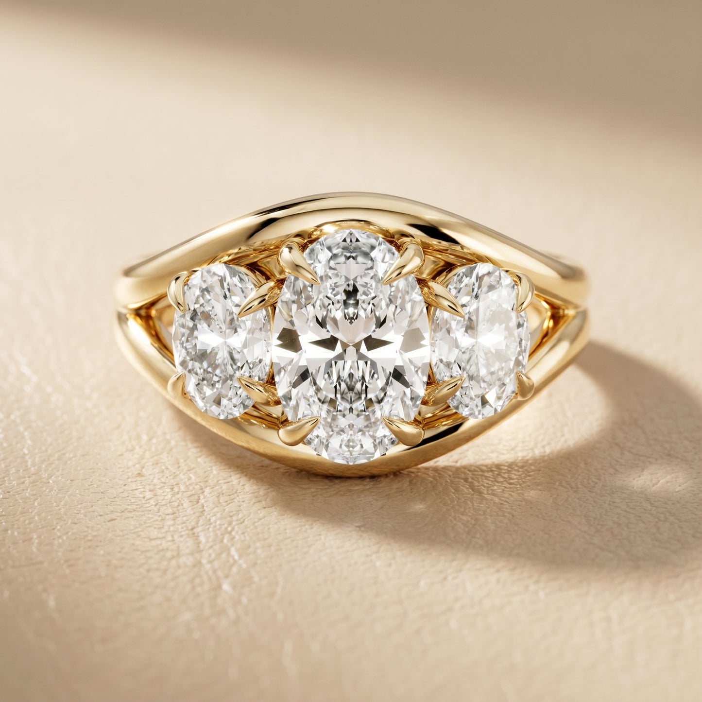 Oval Cut Lab Grown Diamond Ring in Yellow Gold