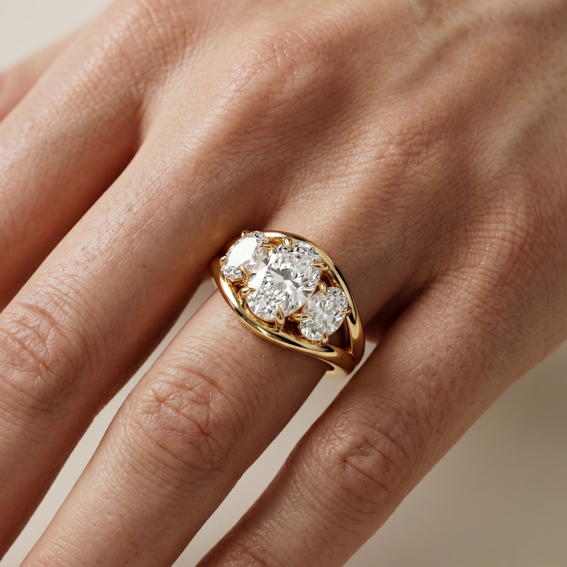 Oval Cut Lab Grown Diamond Ring in Yellow Gold