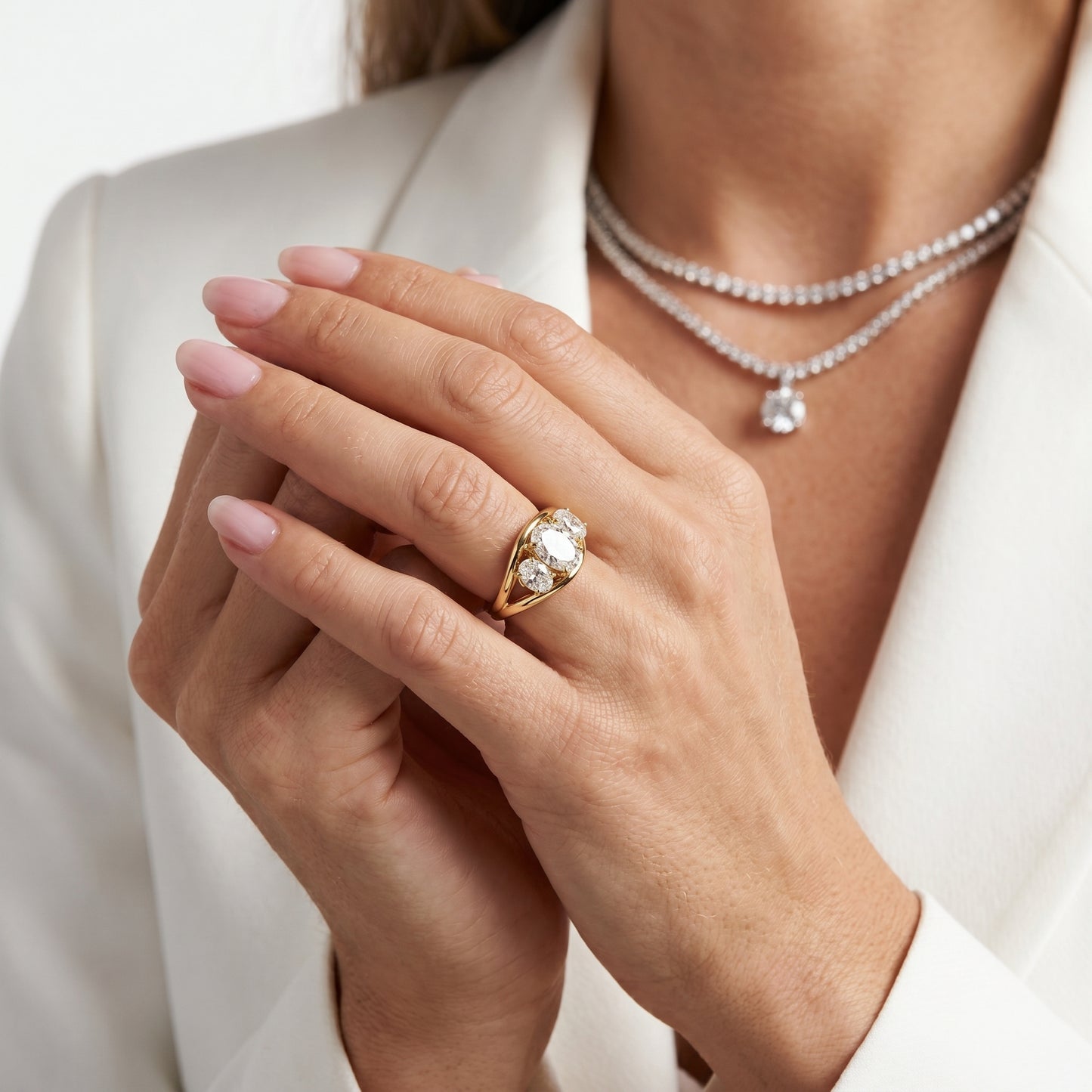 Oval Cut Lab Grown Diamond Ring in Yellow Gold