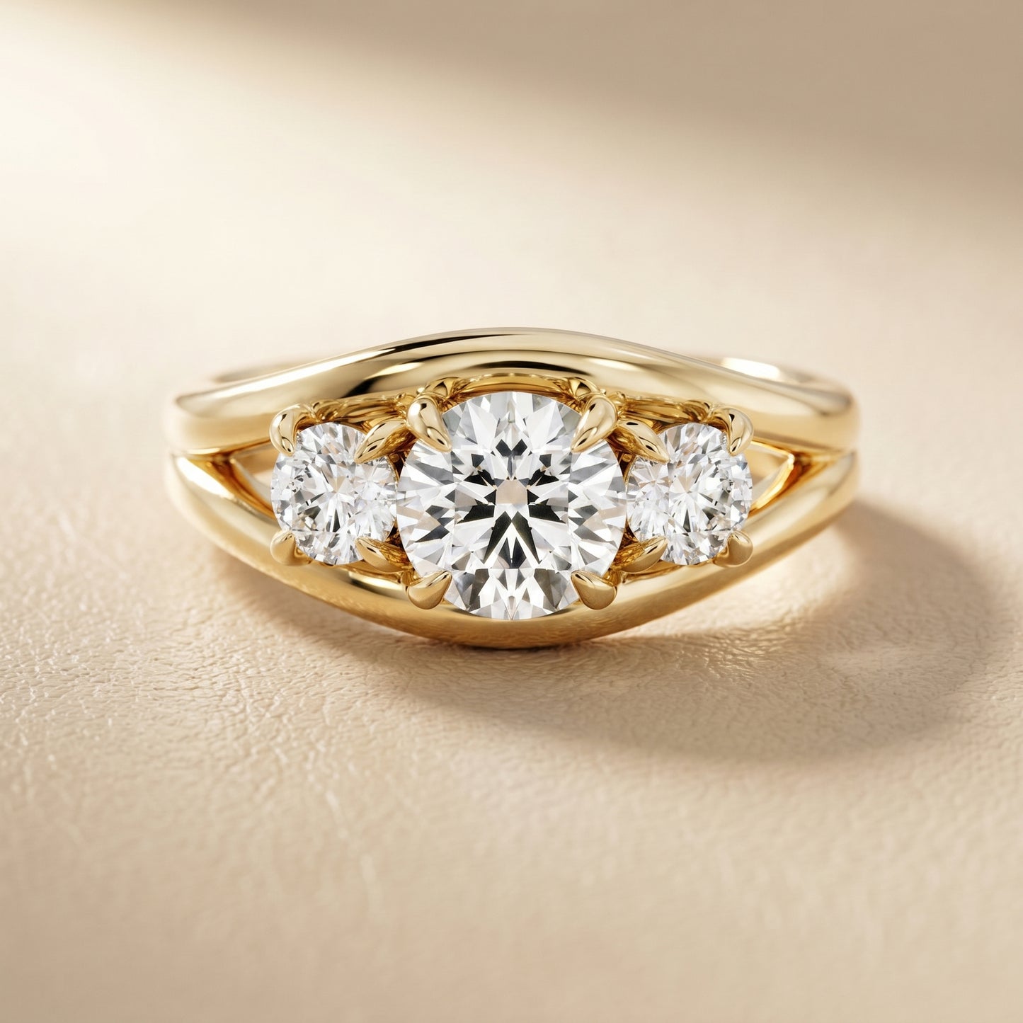 Round Cut Lab Grown Diamond Ring in Yellow Gold