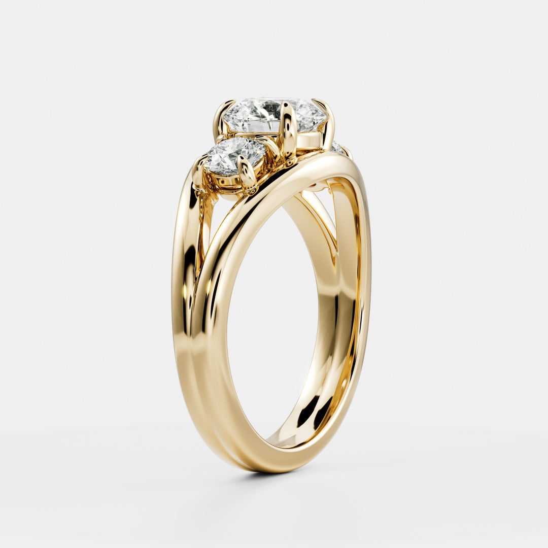 Round Cut Lab Grown Diamond Ring in Yellow Gold