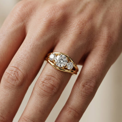 Round Cut Lab Grown Diamond Ring in Yellow Gold