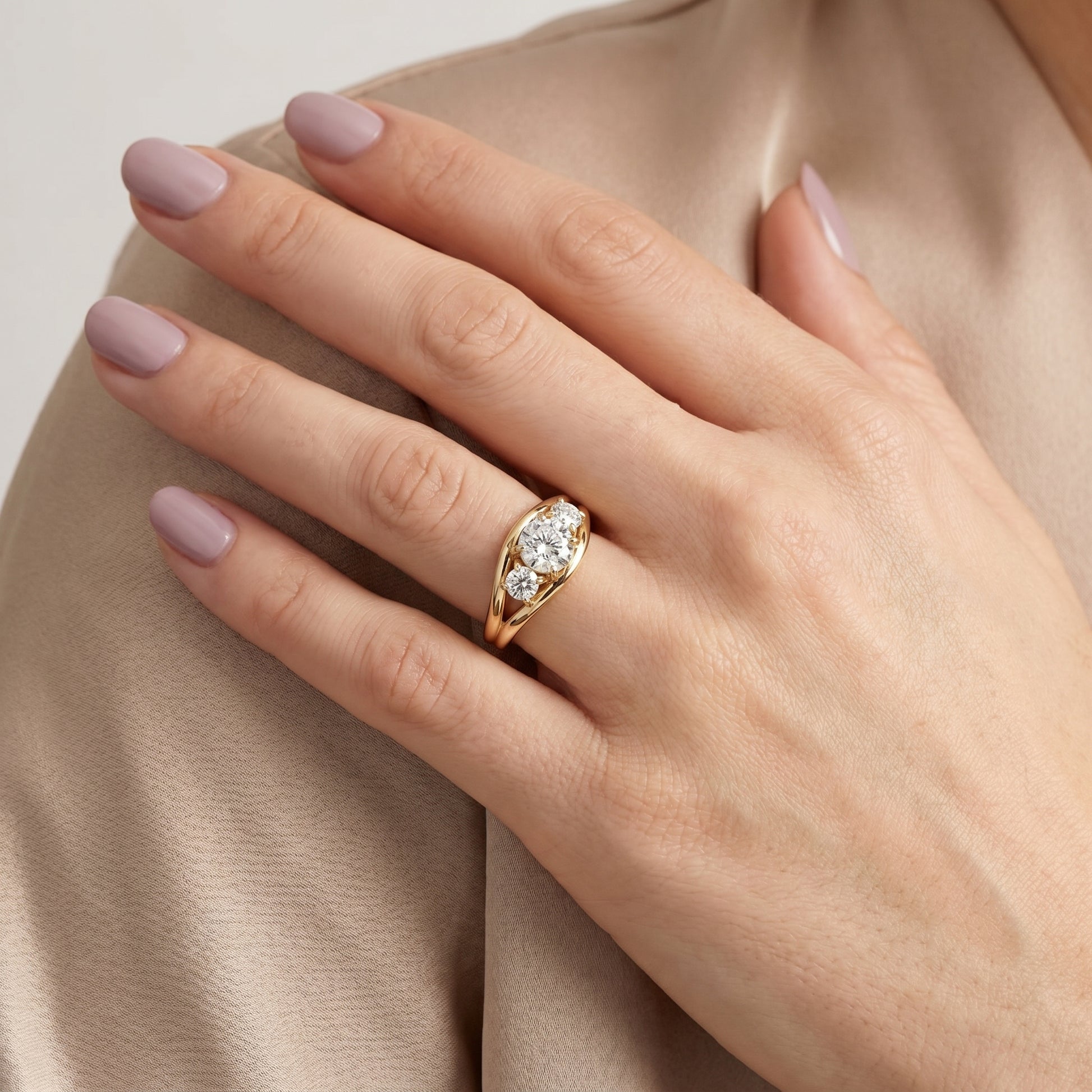 Round Cut Lab Grown Diamond Ring in Yellow Gold