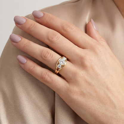 Round Cut Lab Grown Diamond Ring in Yellow Gold