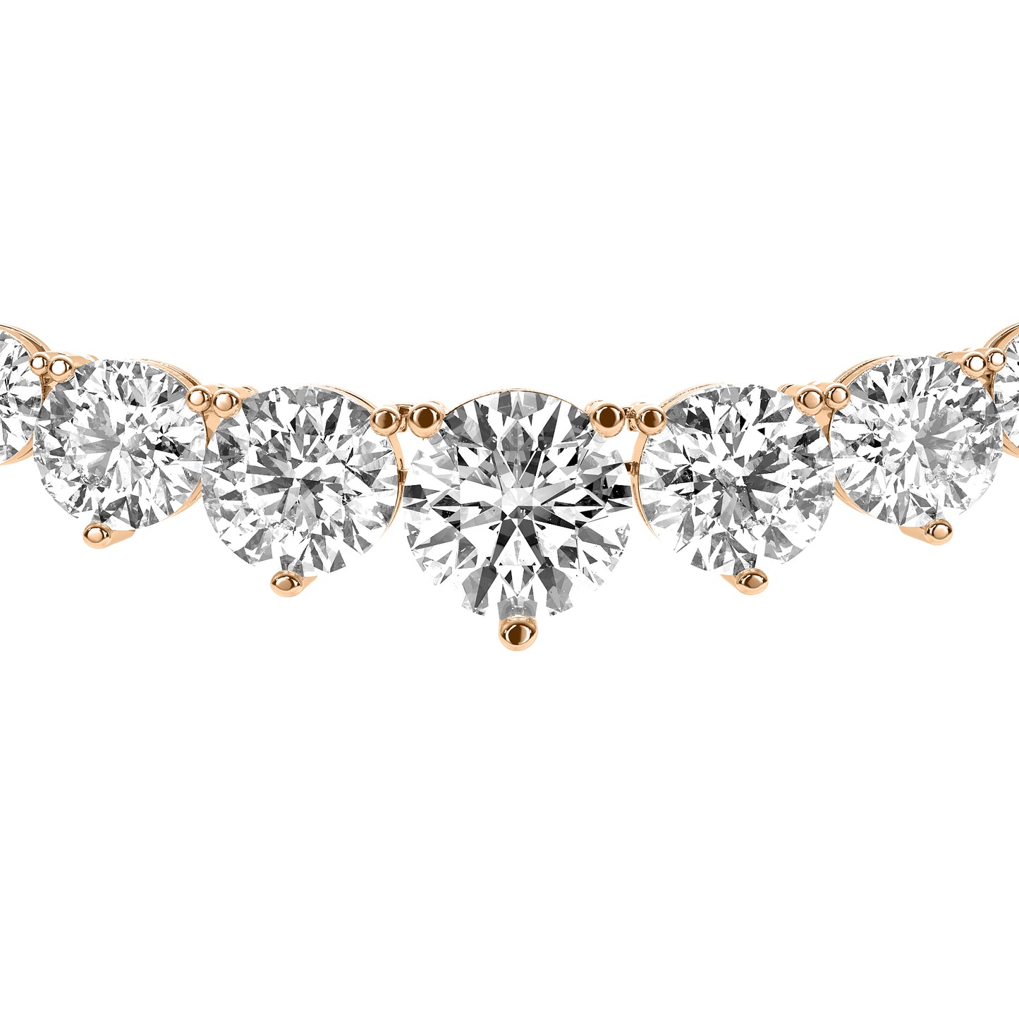 Round Cut Lab Grown Diamond Tennis Necklace in Rose Gold