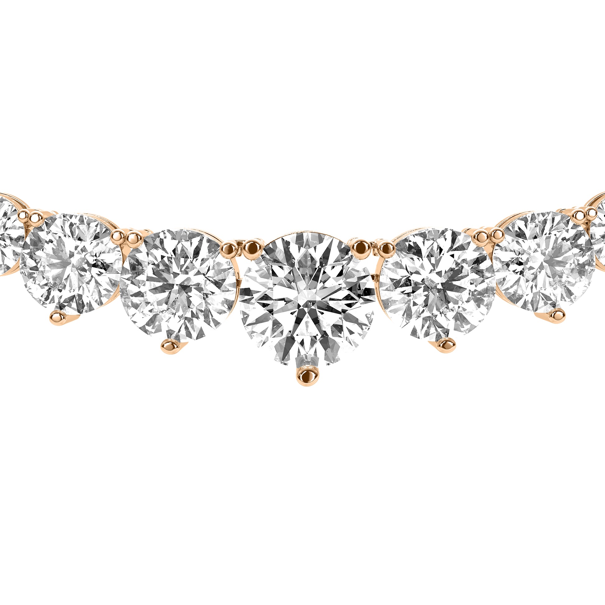 Round Cut Lab Grown Diamond Tennis Necklace in Rose Gold