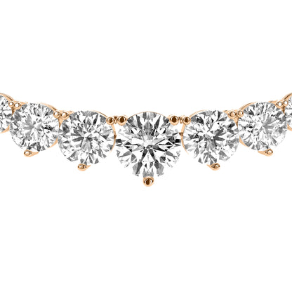 Round Cut Lab Grown Diamond Tennis Necklace in Rose Gold