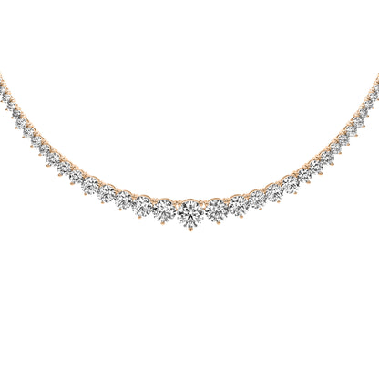 Round Cut Lab Grown Diamond Tennis Necklace in Rose Gold