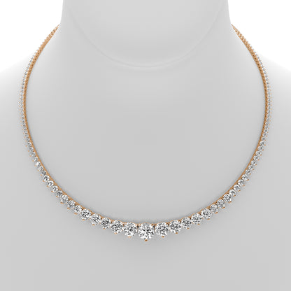 Round Cut Lab Grown Diamond Tennis Necklace in Rose Gold