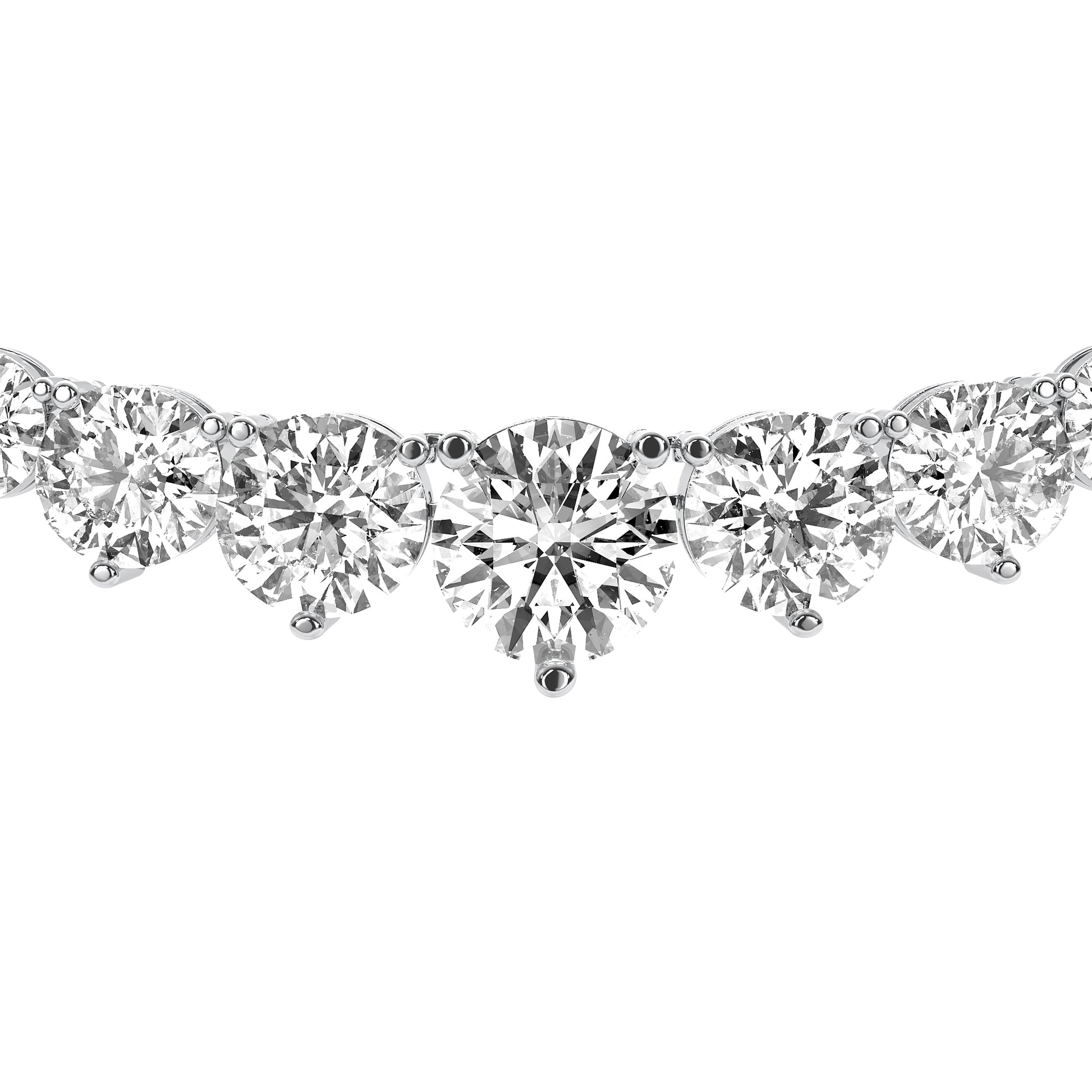 Round Cut Lab Grown Diamond Tennis Necklace in Silver