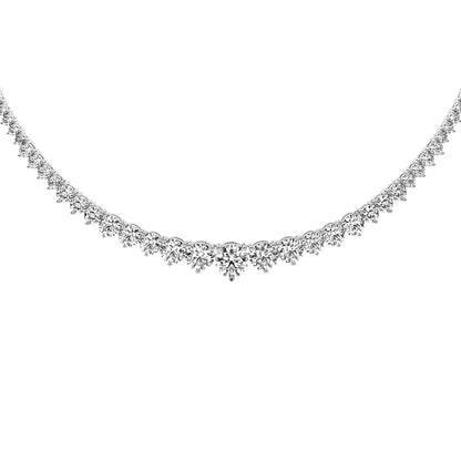 Round Cut Lab Grown Diamond Tennis Necklace in White Gold