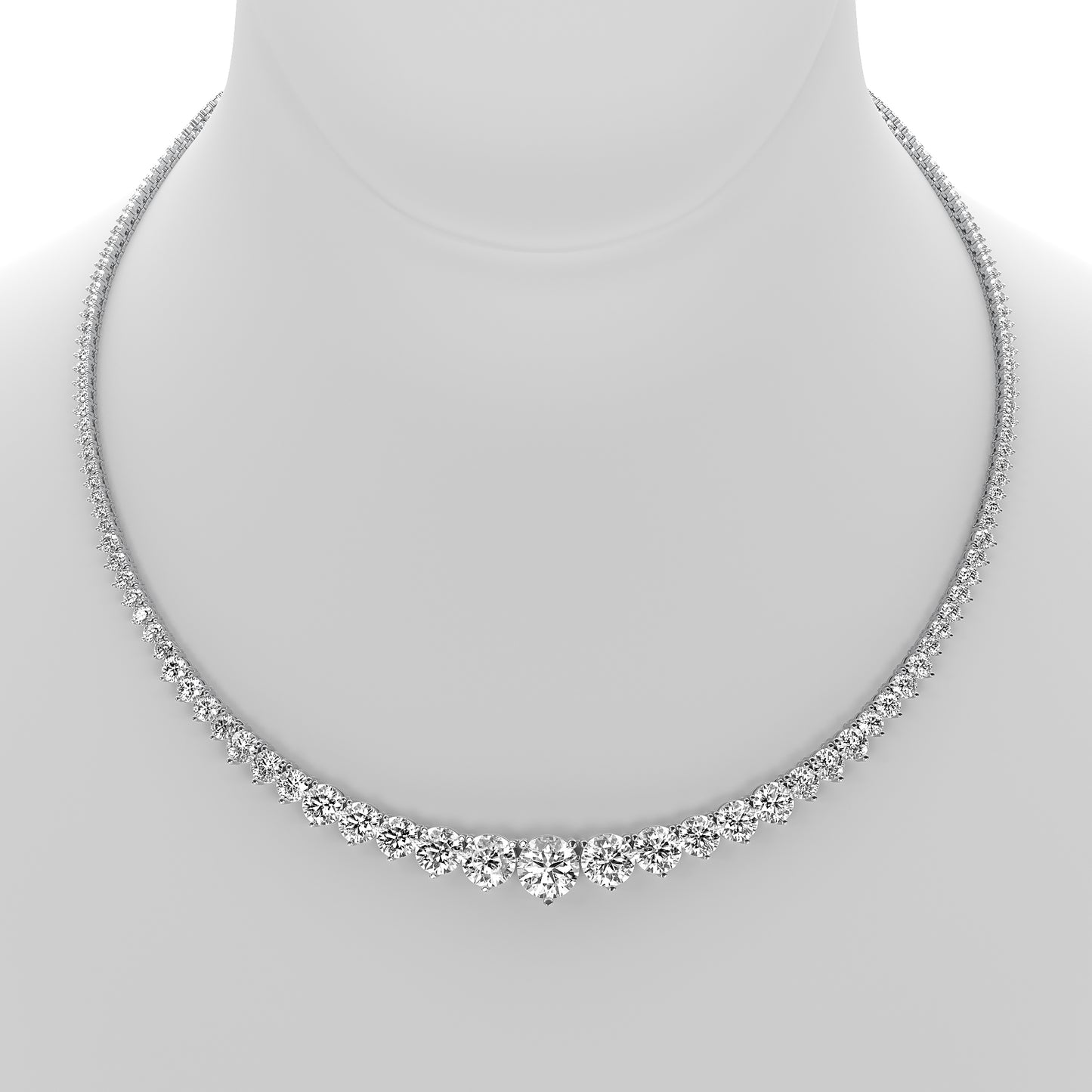 Round Cut Lab Grown Diamond Tennis Necklace in White Gold