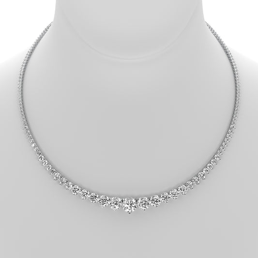 Round Cut Lab Grown Diamond Tennis Necklace in White Gold