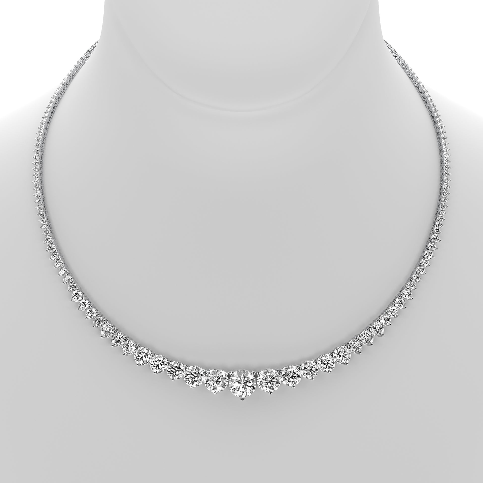 Round Cut Lab Grown Diamond Tennis Necklace in Platinum