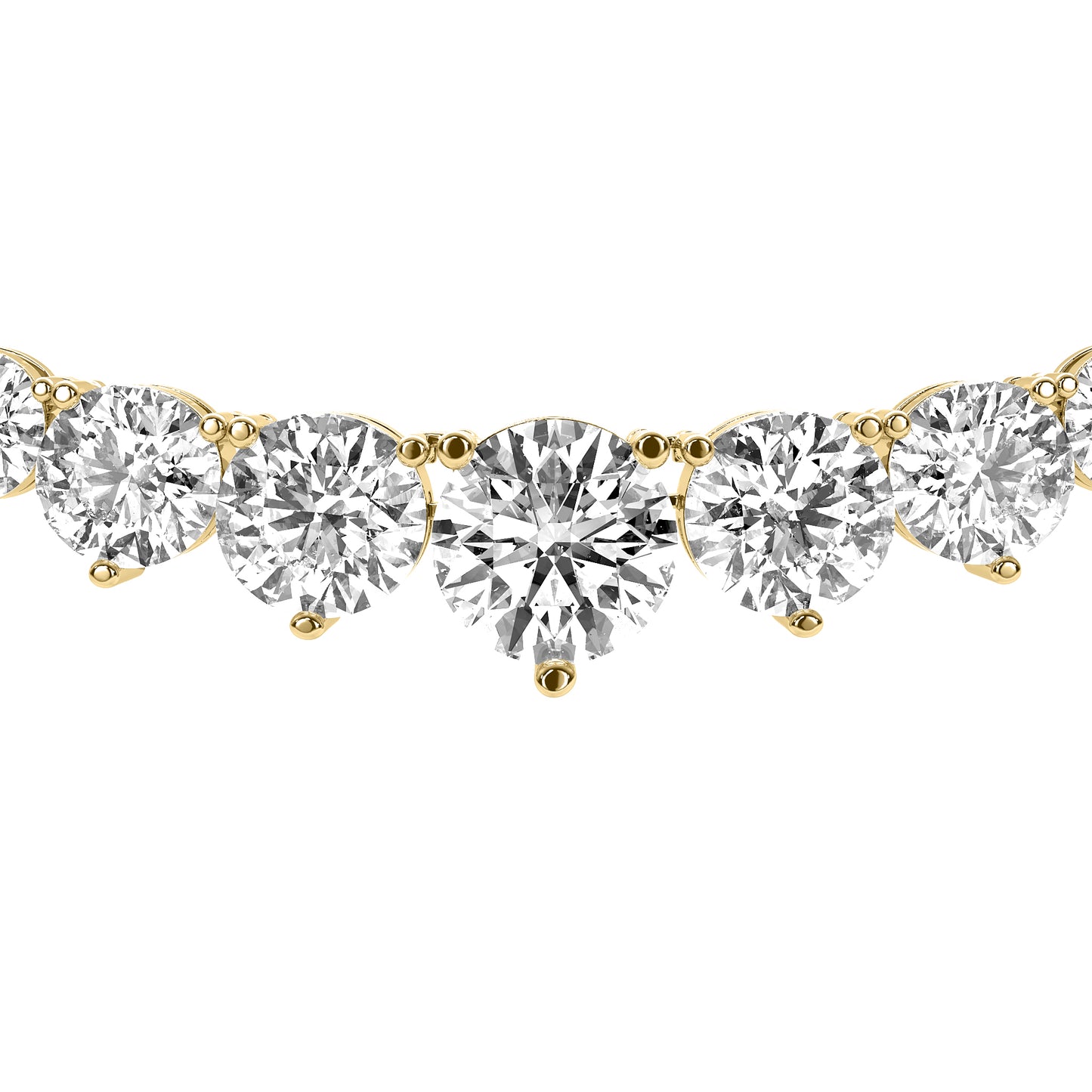 Round Cut Lab Grown Diamond Tennis Necklace in Yellow Gold