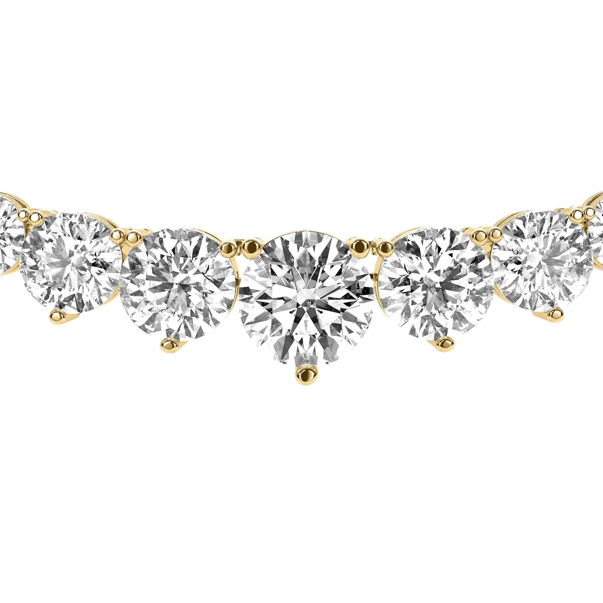 Round Cut Lab Grown Diamond Tennis Necklace in Yellow Gold