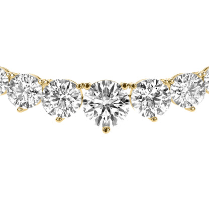 Round Cut Lab Grown Diamond Tennis Necklace in Yellow Gold