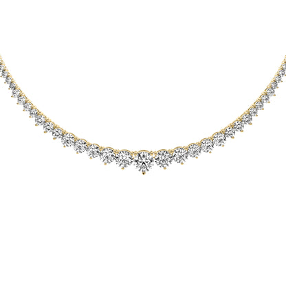 Round Cut Lab Grown Diamond Tennis Necklace in Yellow Gold