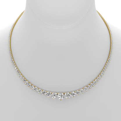 Round Cut Lab Grown Diamond Tennis Necklace in Yellow Gold