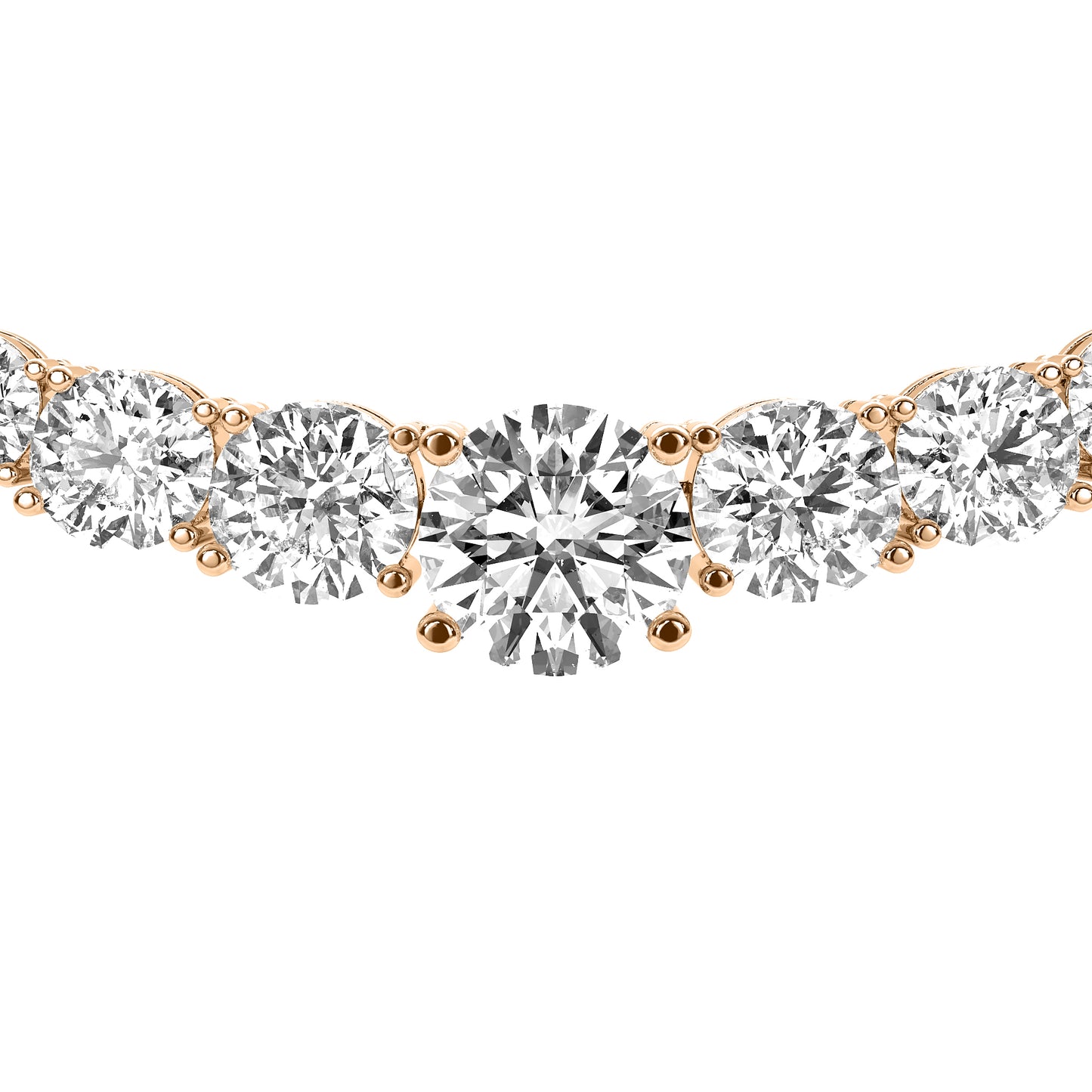 Round Cut Lab Grown Diamond Tennis Necklace in Rose Gold