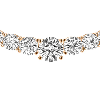 Round Cut Lab Grown Diamond Tennis Necklace in Rose Gold