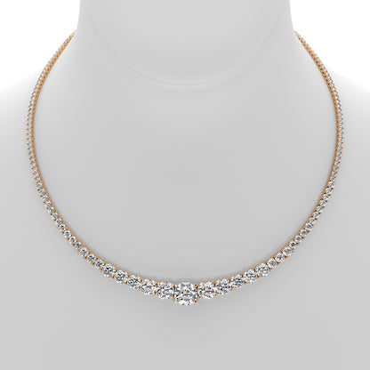 Round Cut Lab Grown Diamond Tennis Necklace in Rose Gold