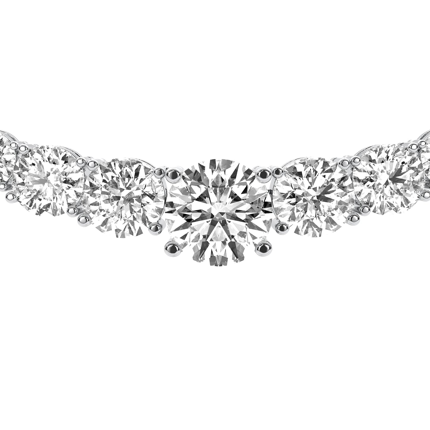 Round Cut Lab Grown Diamond Tennis Necklace in White Gold