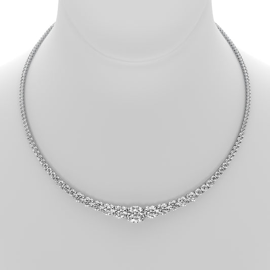 Round Cut Lab Grown Diamond Tennis Necklace in White Gold